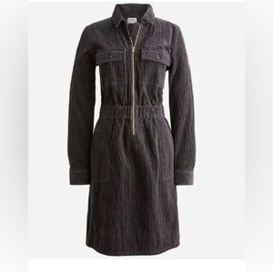 J. Crew Charcoal Long-Sleeve Zip-Front Shirt Dress